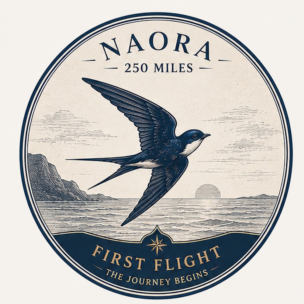 Naora 250 miles badge — First Flight